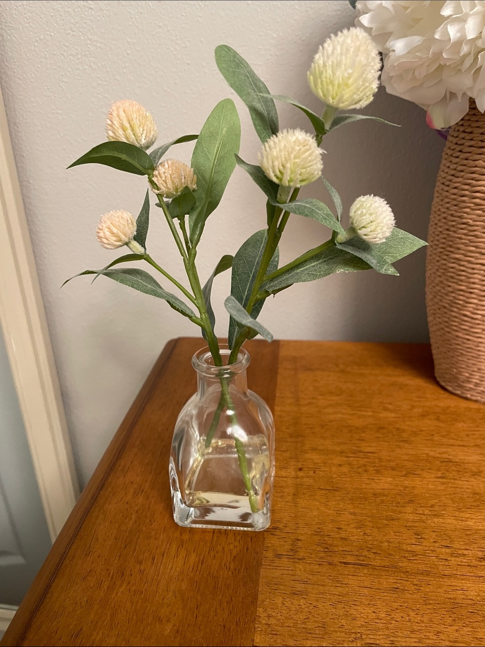 Hearth & Hand with Magnolia Faux Thistle Arrangement in Glass Vase with Resin